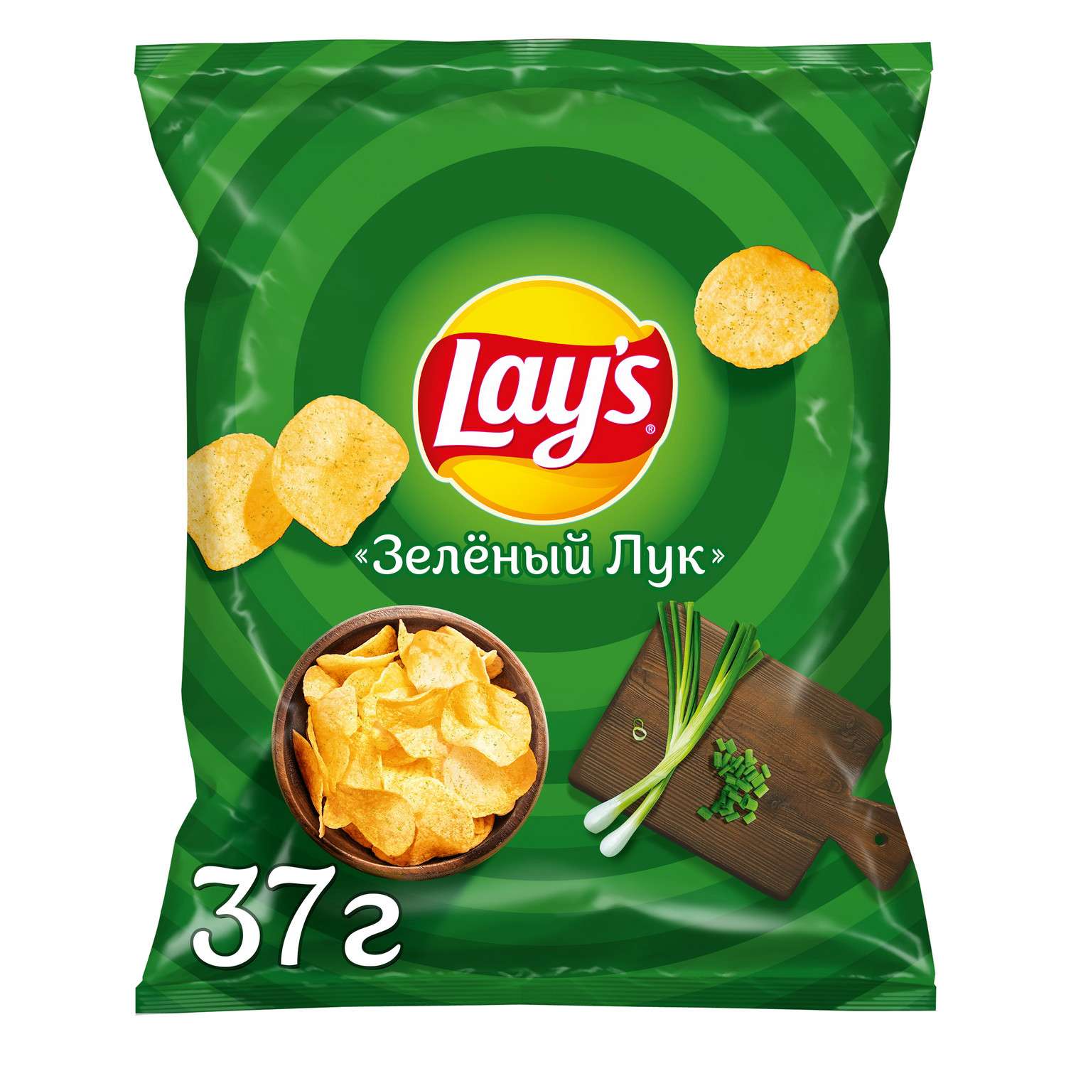 Чипсы Lays из натурального картофеля со вкусом молодого зеленого лука 37г - фото 1