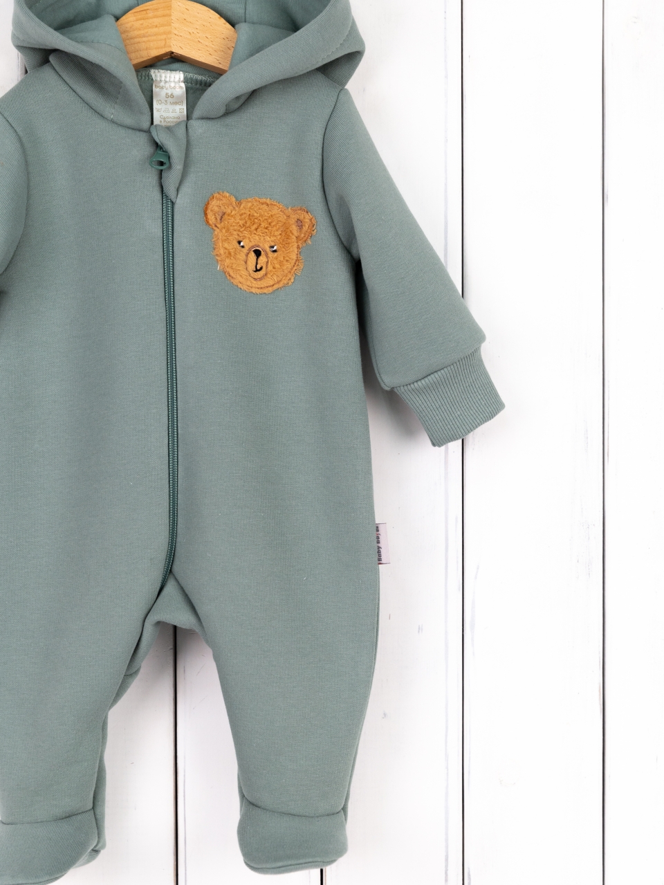Комбинезон утепленный Baby boom К394/5-Ф аппликация мишка полынь - фото 3