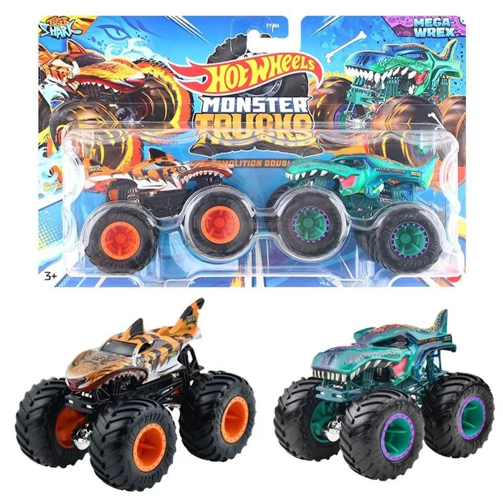 Игровой набор Hot Wheels Tiger Shark vs Mega Wrex 1:64 FYJ64 - фото 1
