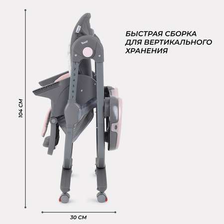Стульчик для кормления Rant Cafe, grey+pink розовый