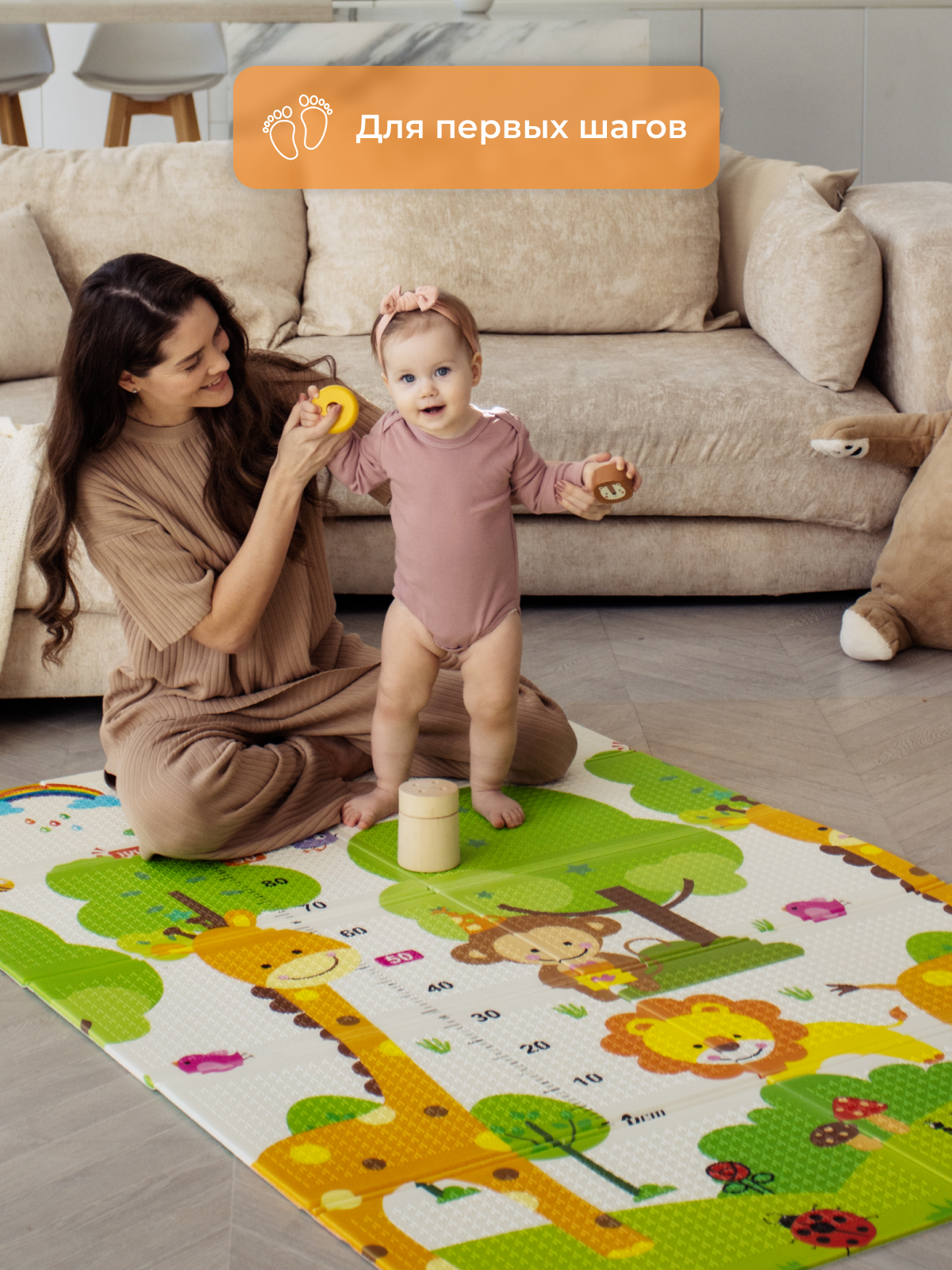 Детский складной коврик Mamagoods Дороги и жираф 120 x 180 см 1 шт. - фото 16