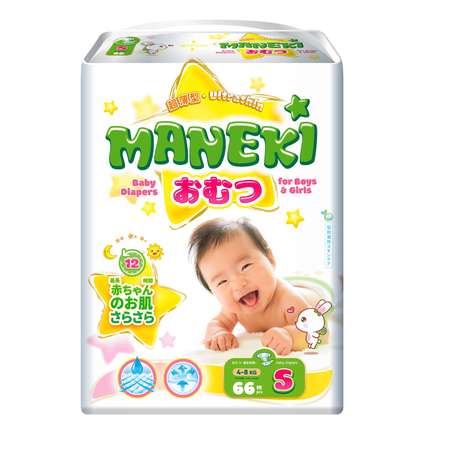 Подгузники Maneki S 66 шт.