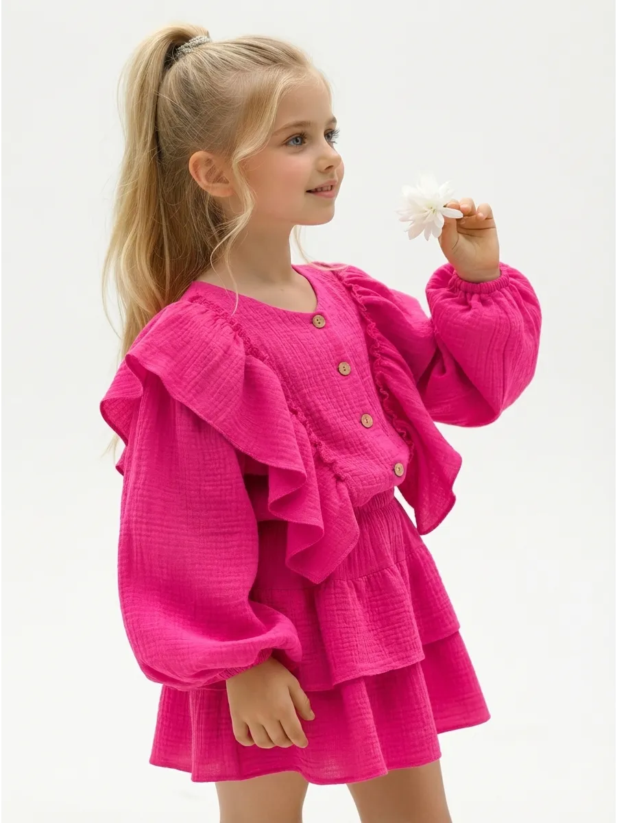 Блузка и юбка Leli dress костюм_муслин_с_юбкой_фуксия - фото 5