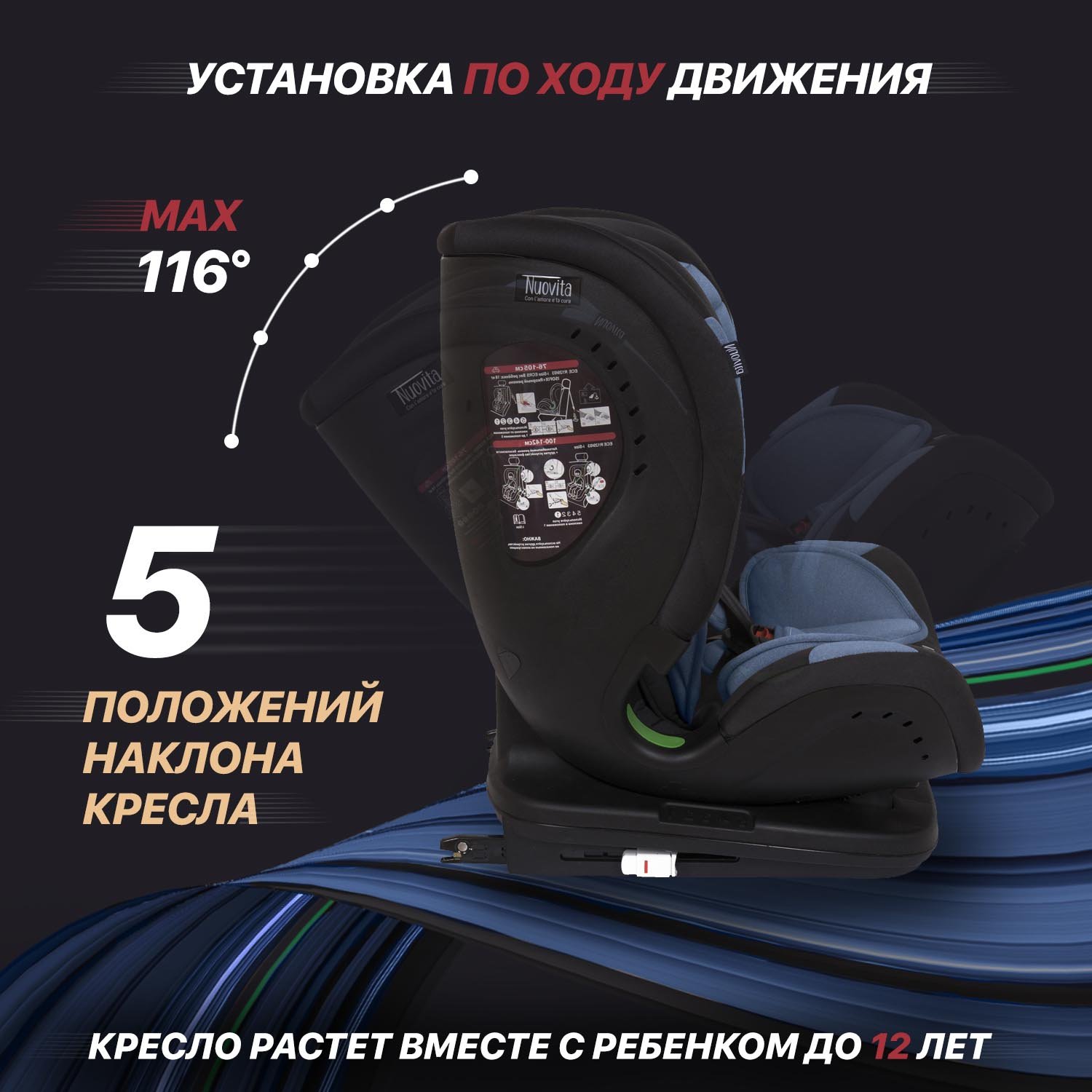 Автокресло Nuovita Maczione NiS3-1 Isofix 1/2/3 (9-36 кг) синий - фото 7