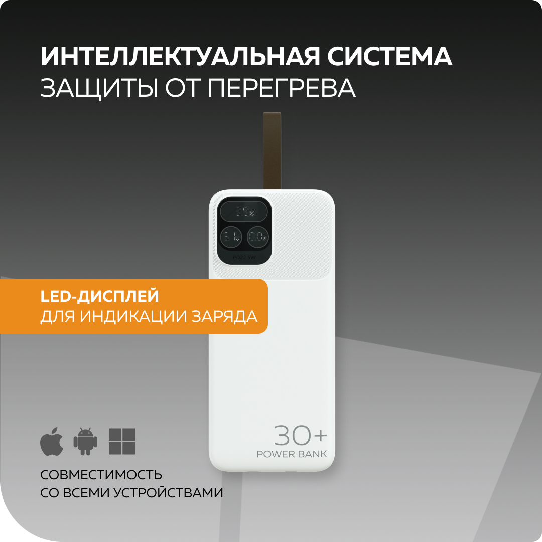 Внешний аккумулятор More Choice PB55-30 White - фото 4