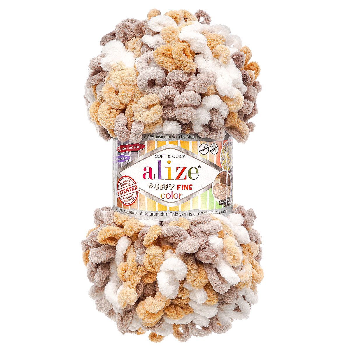Пряжа для вязания Alize puffy fine color 100 г 14.5 м микрополиэстер плюшевая мягкая 6403 секционный 5 мотков - фото 5