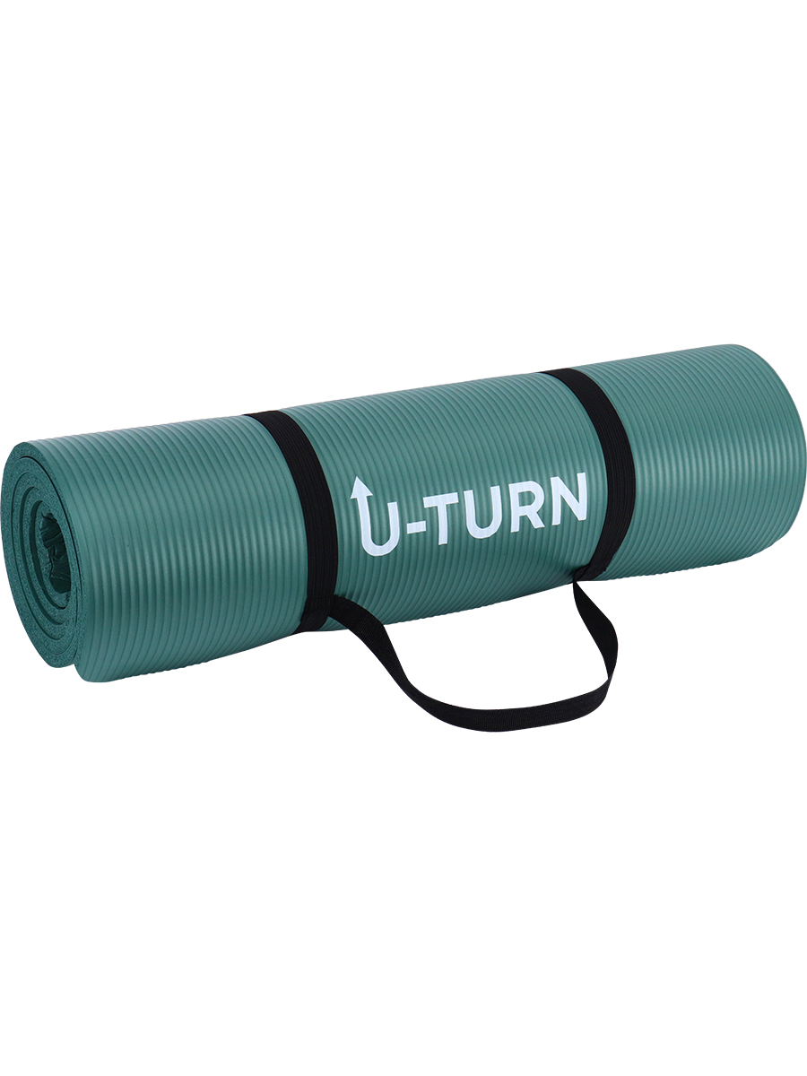 Коврик спортивный U-TURN для фитнеса и йоги тёмно-зелёный - фото 1