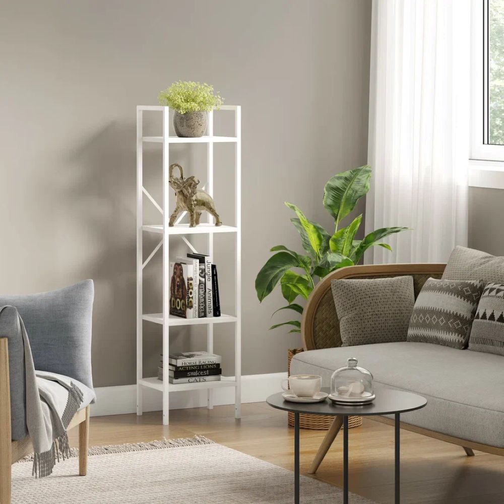 Стеллаж Leset Стилвуд 14 узкий 4 полки Белый/Белый - фото 6