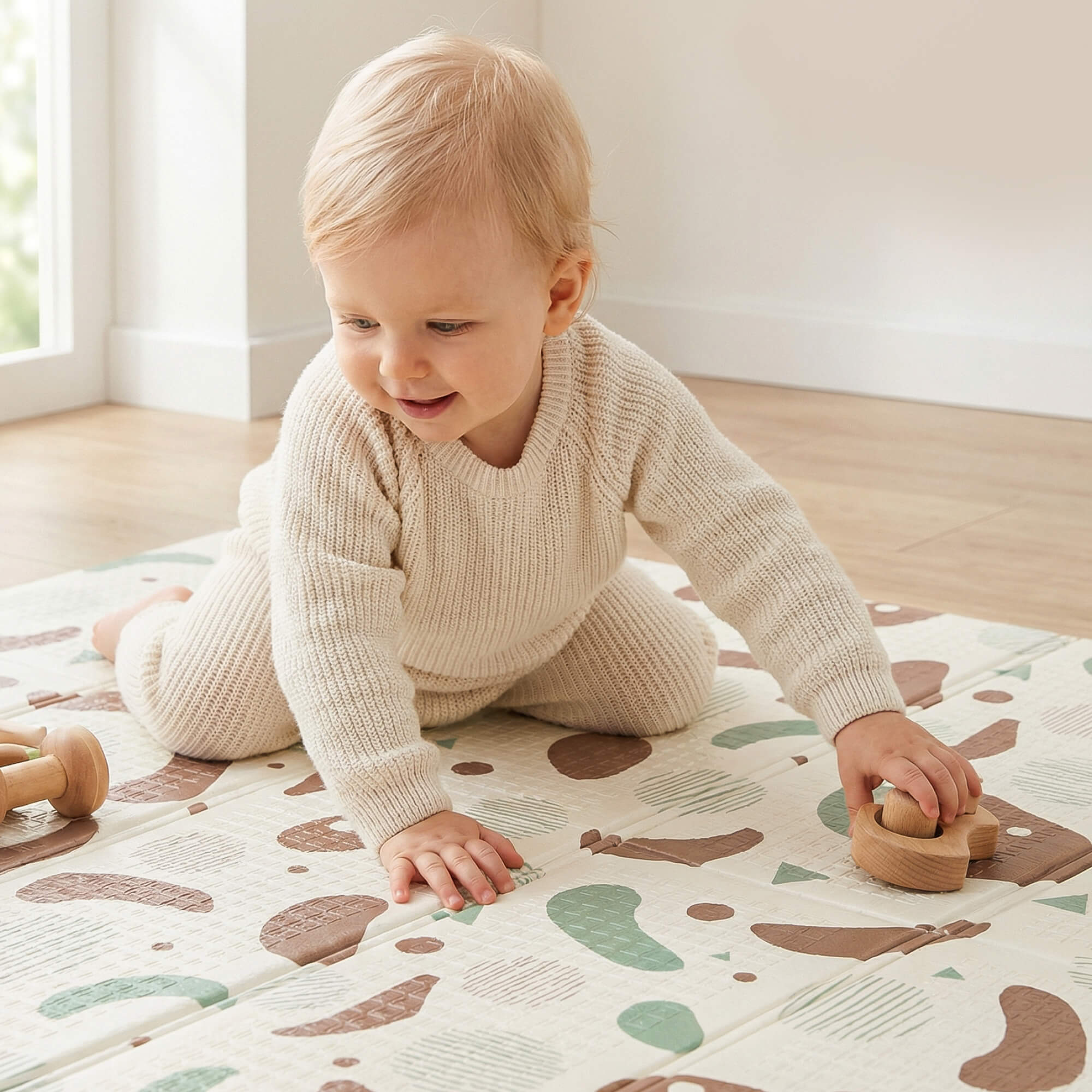 Детский складной коврик UNIX Kids Следы / Traces для ползания 150 x 180 см - фото 13