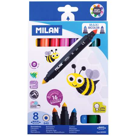 Фломастеры MILAN двусторонний 8 цв.