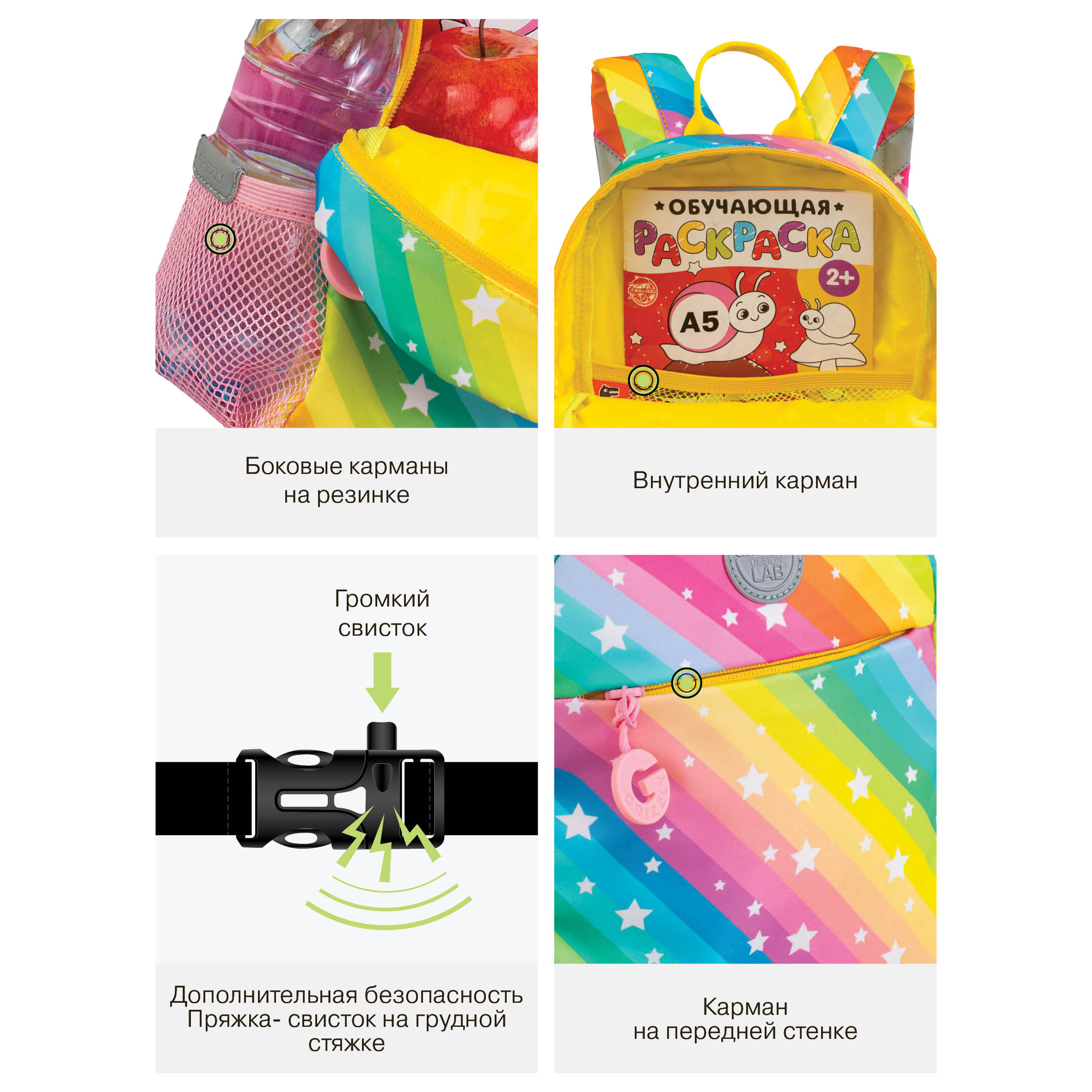 Рюкзак дошкольный Grizzly Радуга - фото 12