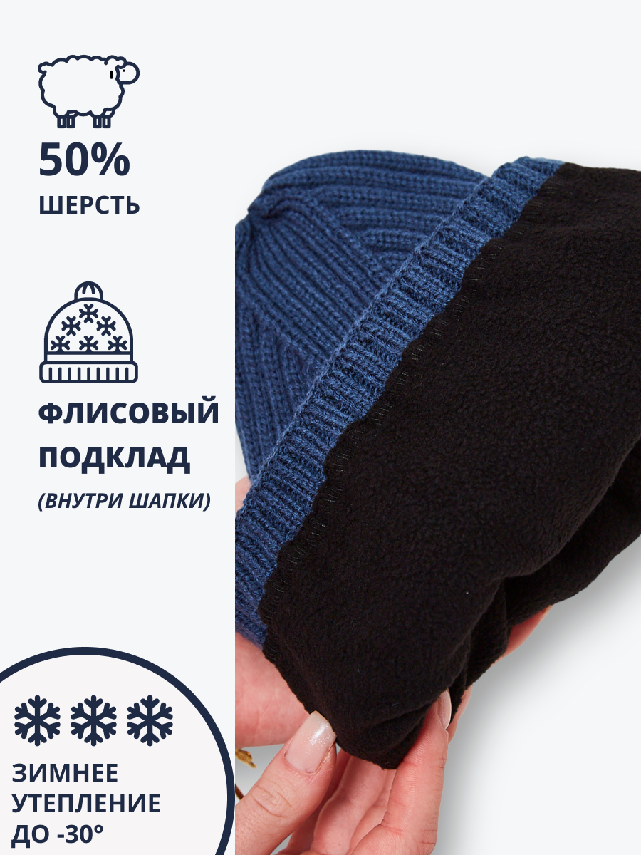 Шапка и снуд NYCkids NYC-H-53-poloski-jeansB - фото 6