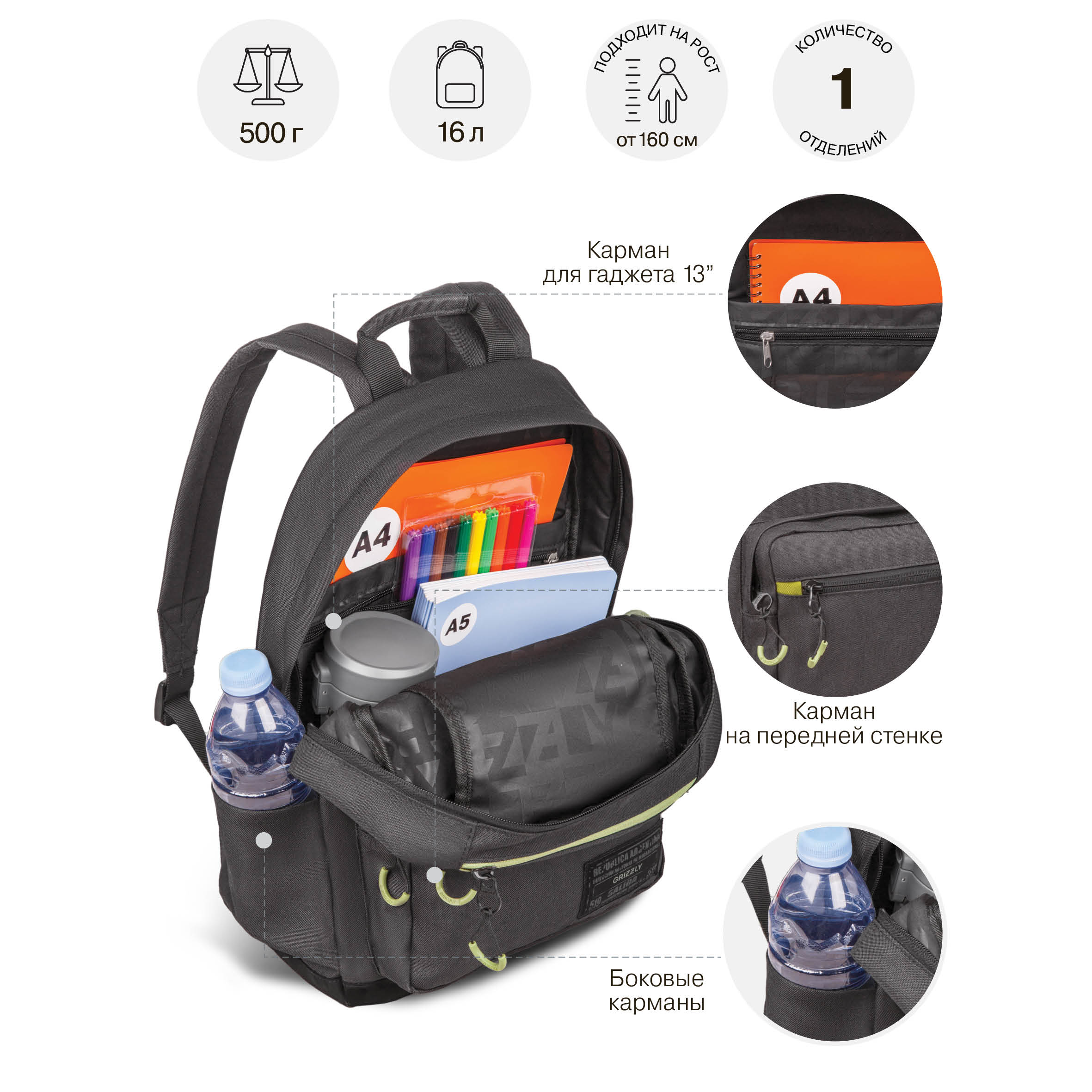 Рюкзак Grizzly для мальчика - фото 6