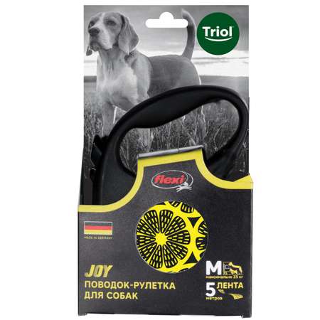 Рулетка для собак Triol Flexi Joy лента M 5м до 25кг Lemon