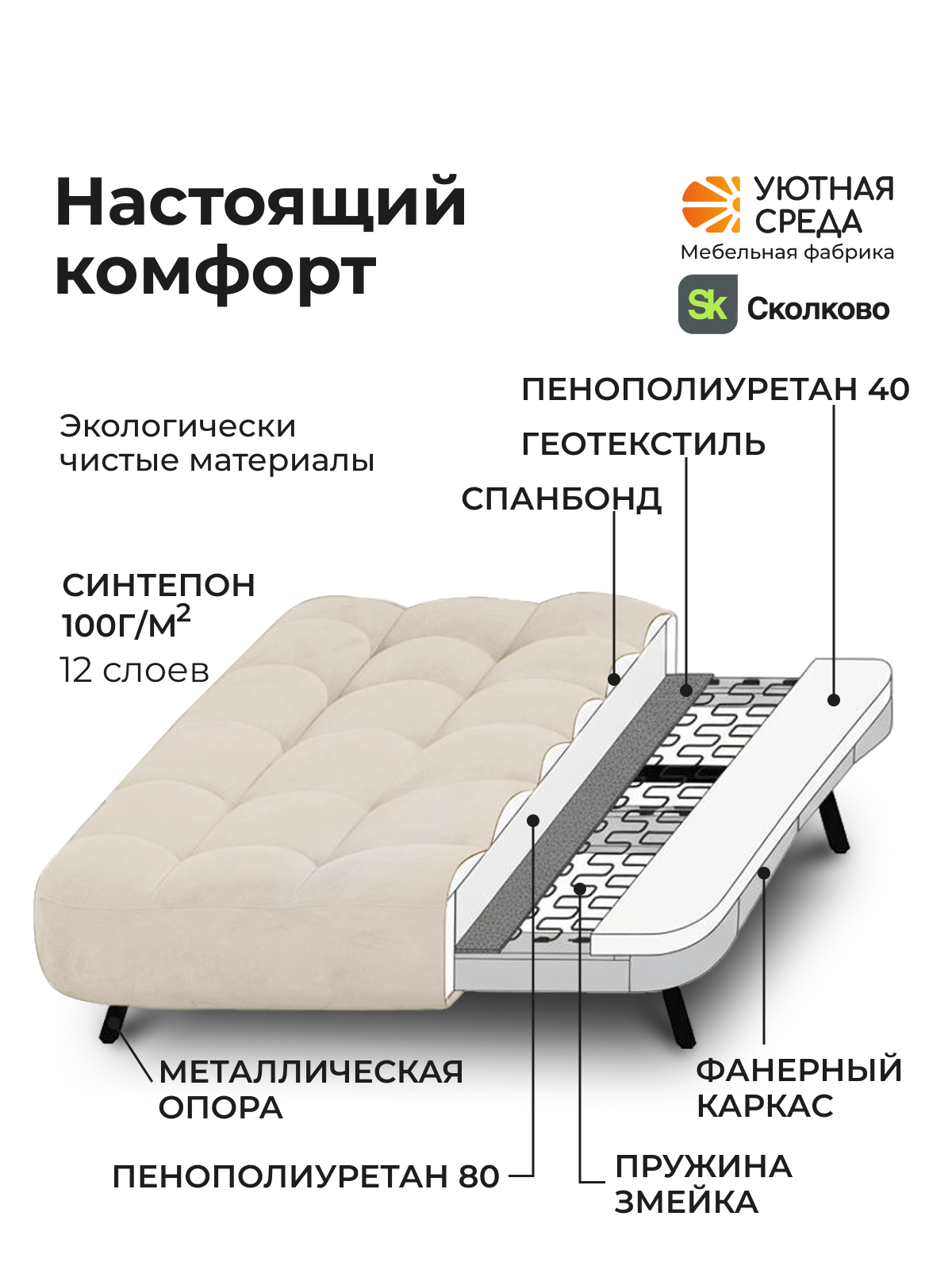 Диван Уютная среда молочный велюр - фото 9