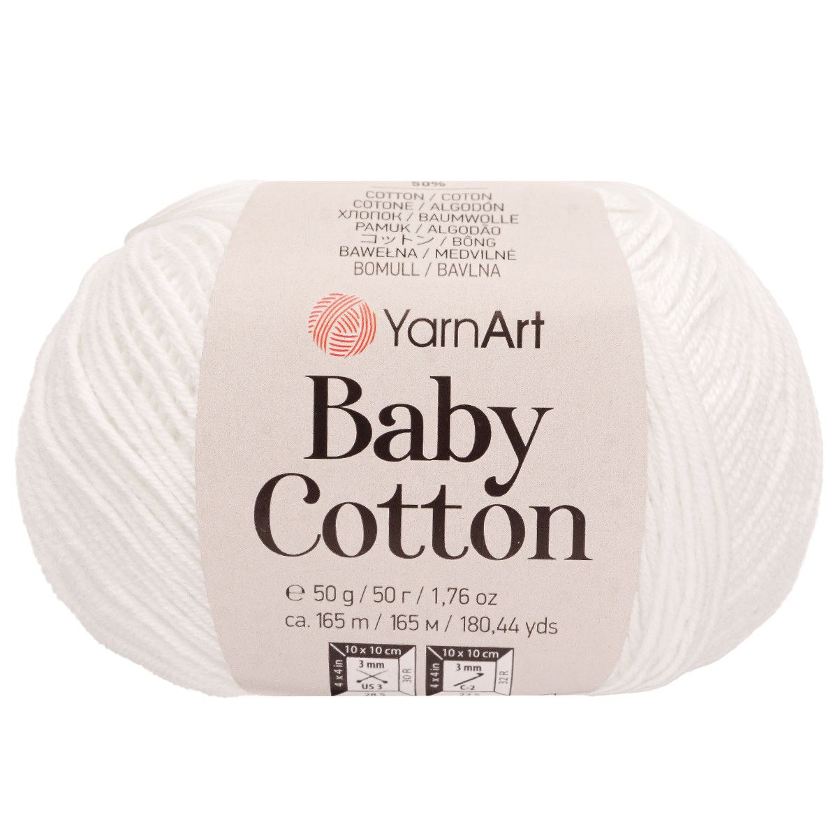 Пряжа для вязания YarnArt Baby Cotton 50гр 165 м хлопок акрил детская 10 мотков 400 белый - фото 3