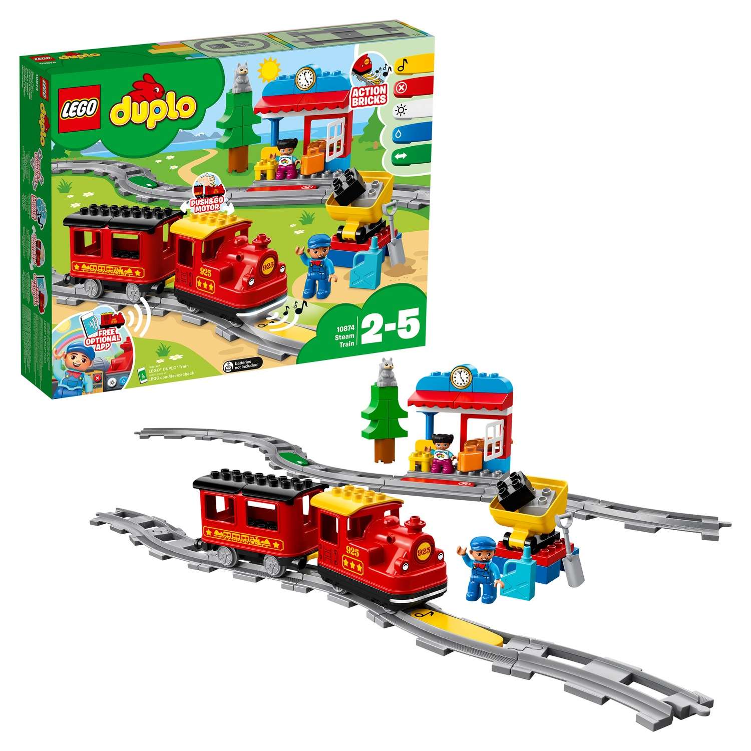 Конструктор LEGO DUPLO Town Поезд на паровой тяге блочный - фото 1