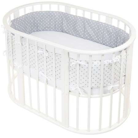 Бортики в кроватку Lemony kids Starfall 2 части по 180 см серый/белый