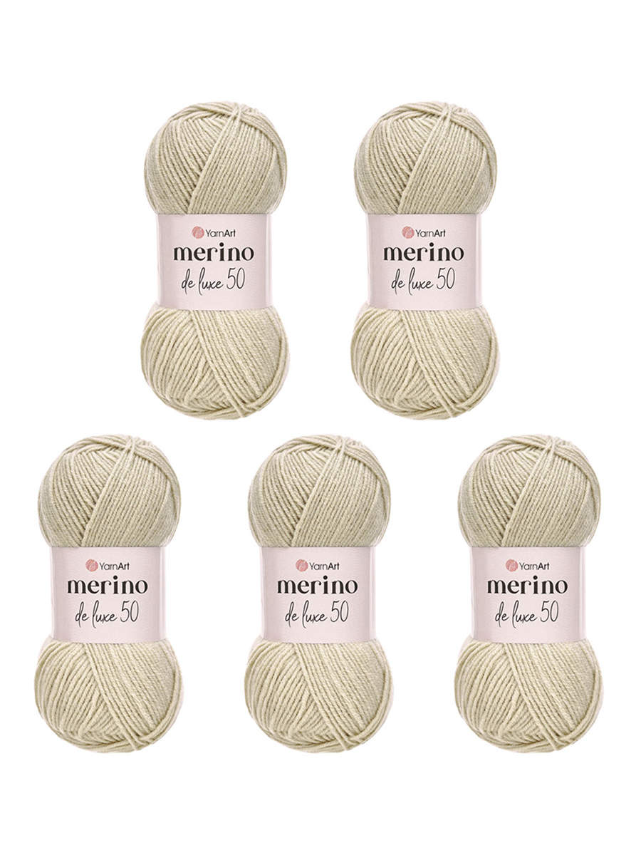 Пряжа YarnArt Merino de Lux полушерстяная 100 г 280 м 33 светло-серый 5 мотков - фото 5