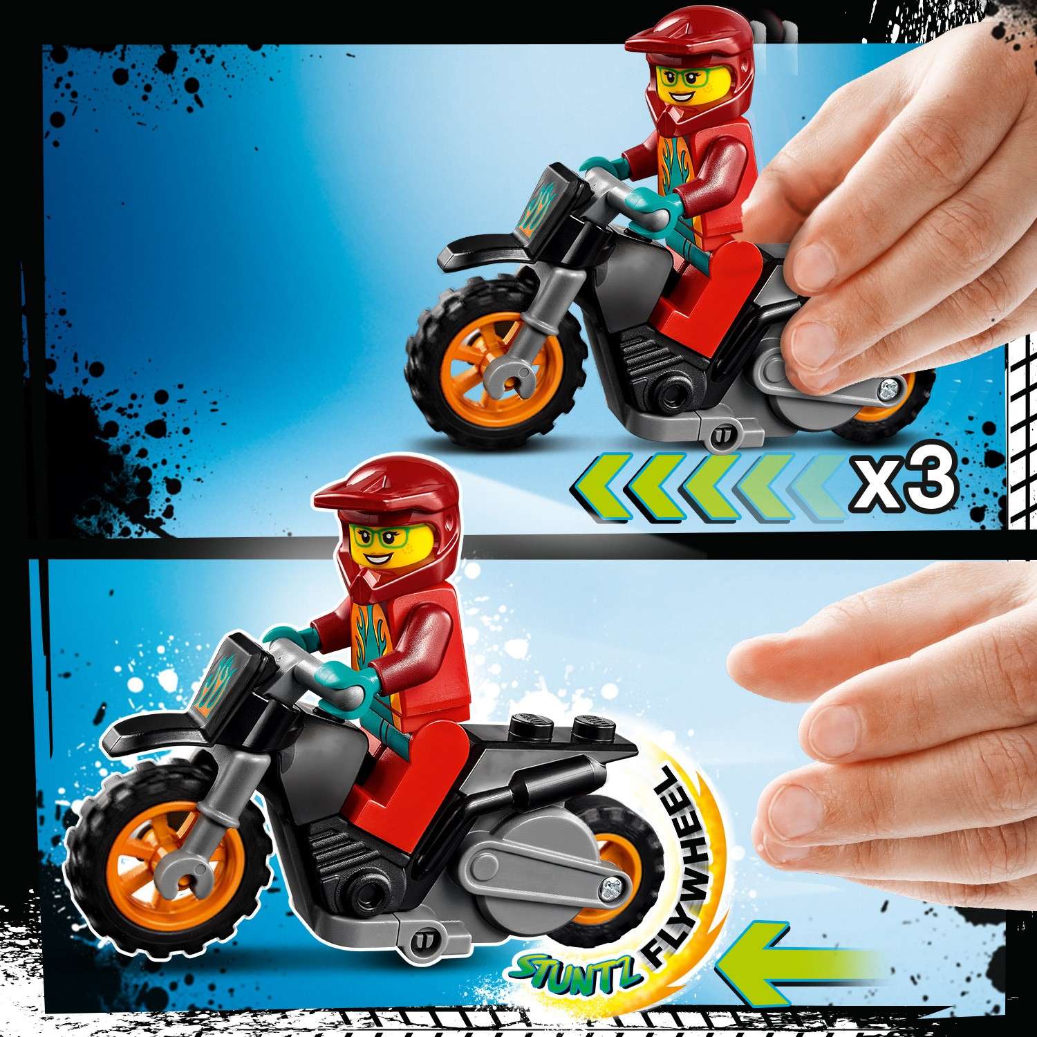 Конструктор LEGO City Огненный трюковый мотоцикл блочный - фото 6