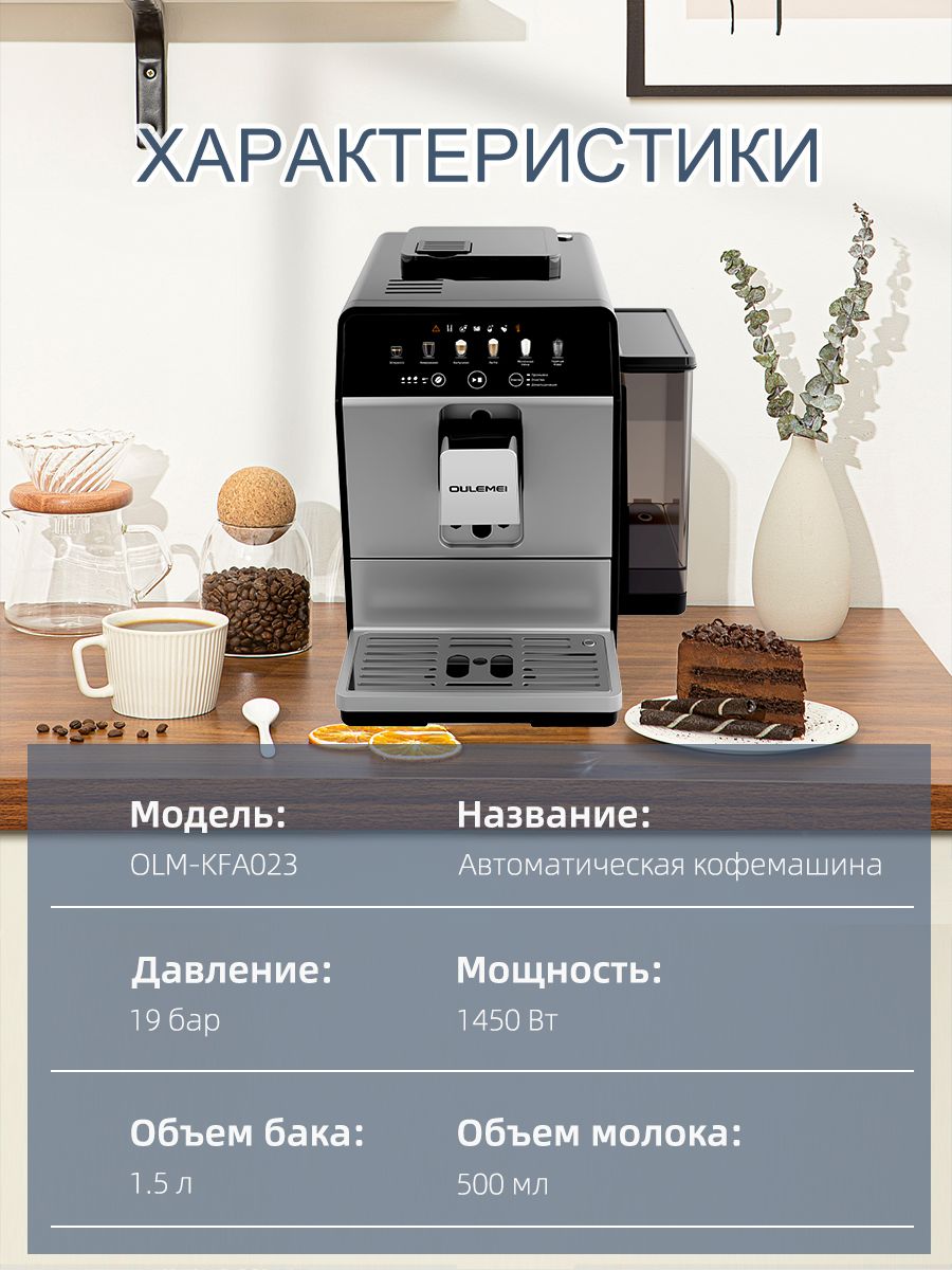 Автоматическая кофемашина 1,5 л 1450 Вт Oulemei OLM-KFA023 - фото 2