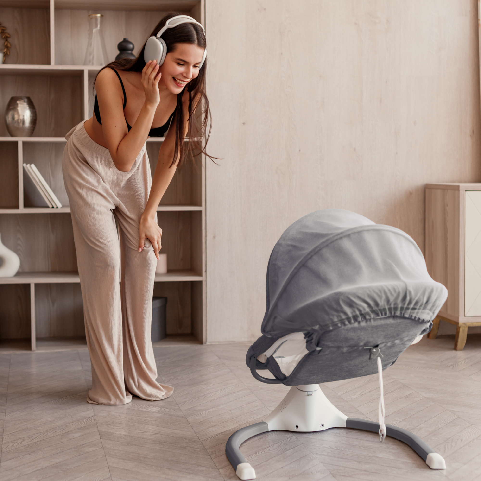 Электрокачели Amarobaby lucky swing серый - фото 19