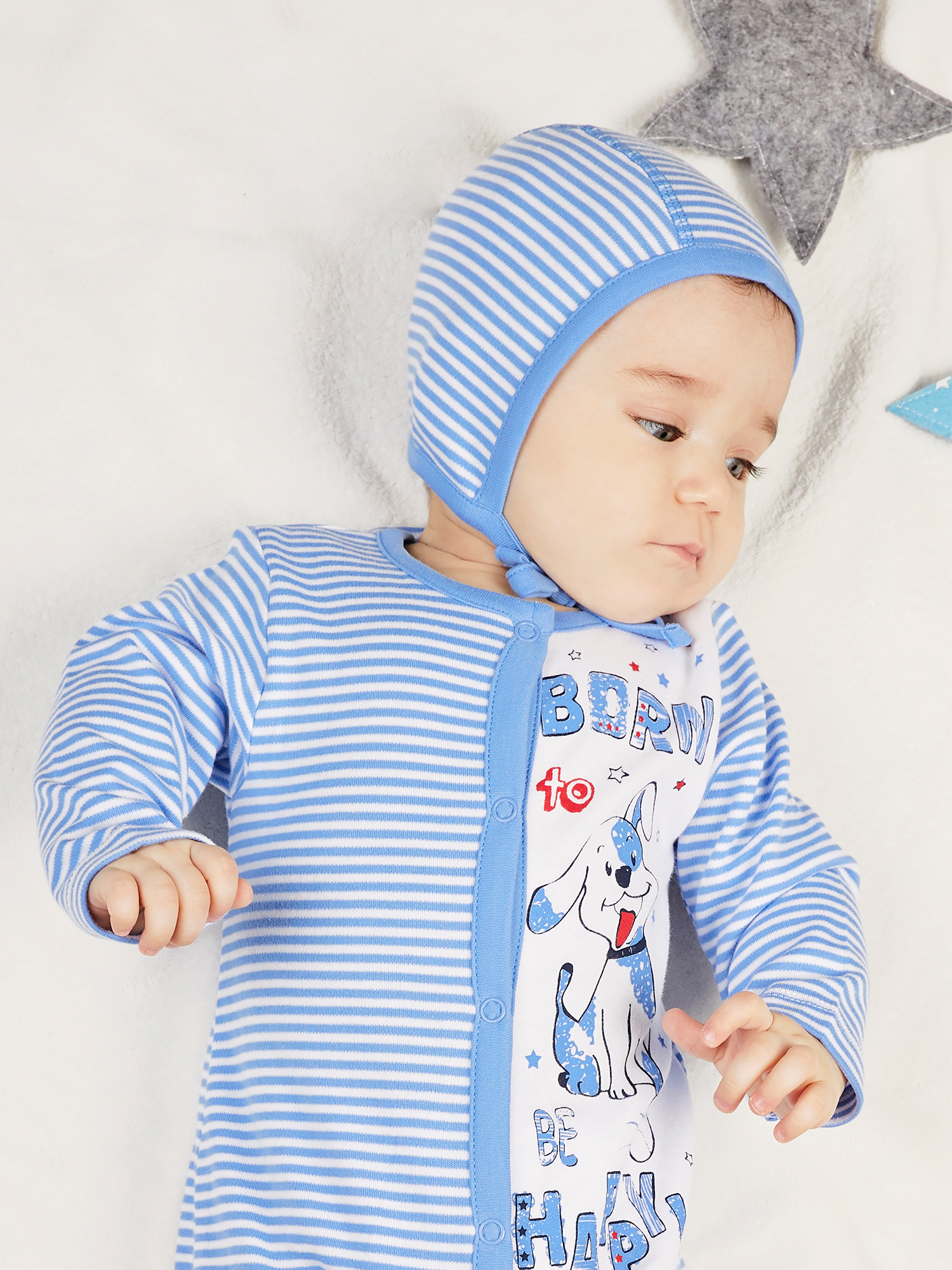 Чепчик 2 шт ME WE NB119-A705-335_Белый/Синий - фото 2