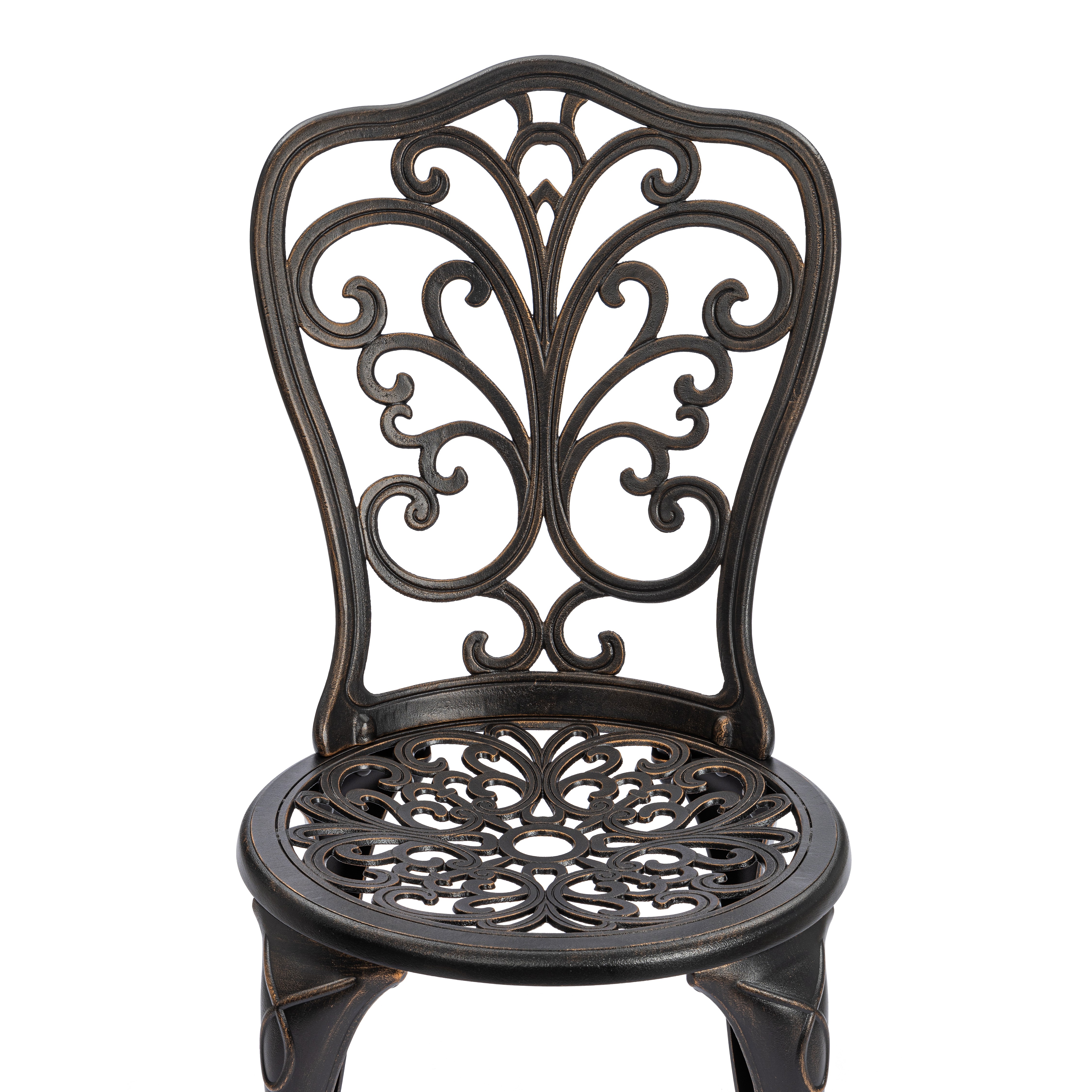 Комплект садовой мебели TETCHAIR Романс (стол+2 стула), алюминиевый сплав, D60/H67, 53х41х89см, бронзовый - фото 9