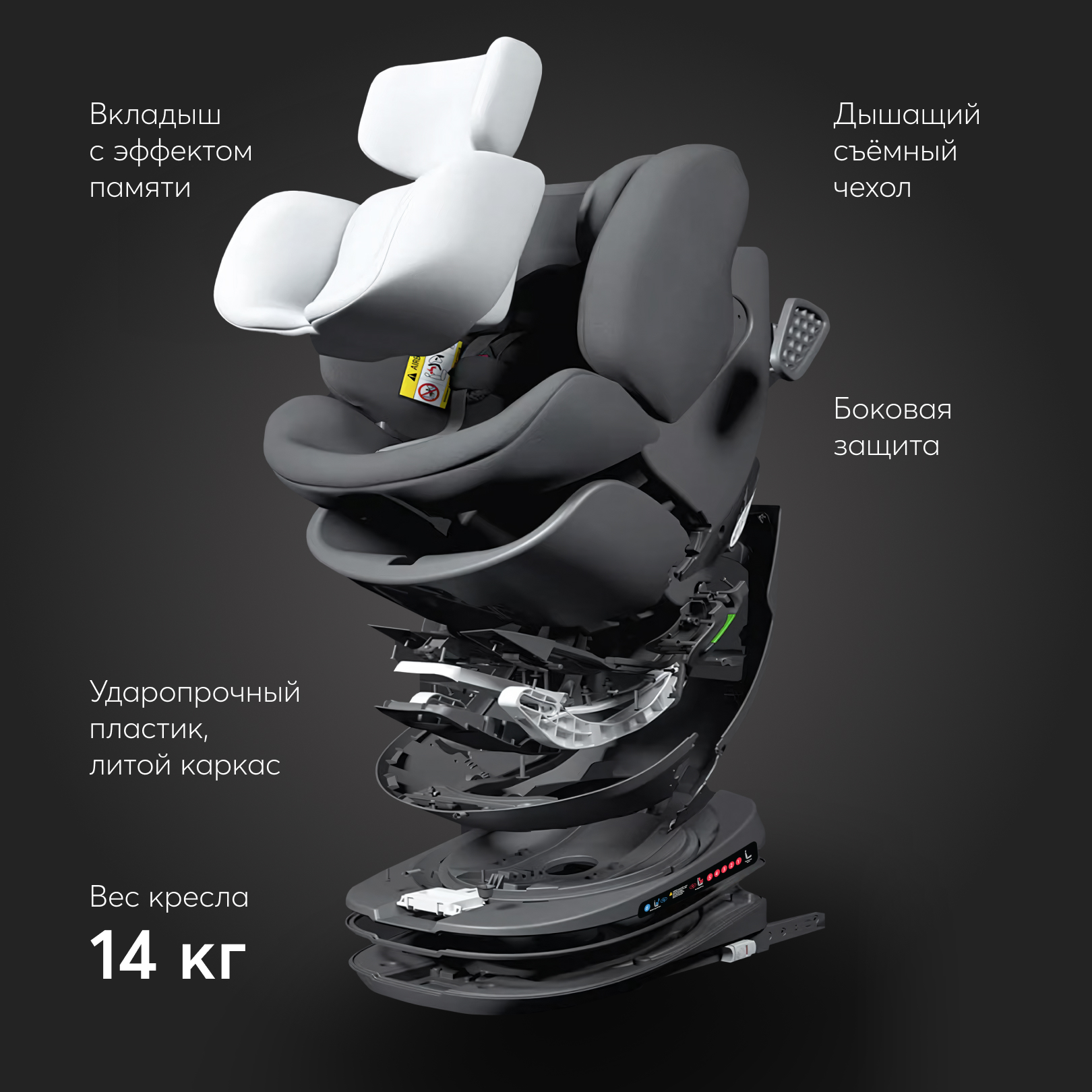 Автокресло Happy Baby Dark olive Isofix 0+/1/2/3 (0-36 кг) - фото 8