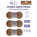 Пряжа для вязания Шерстяная Люблю Вязать 100г 165м 3шт