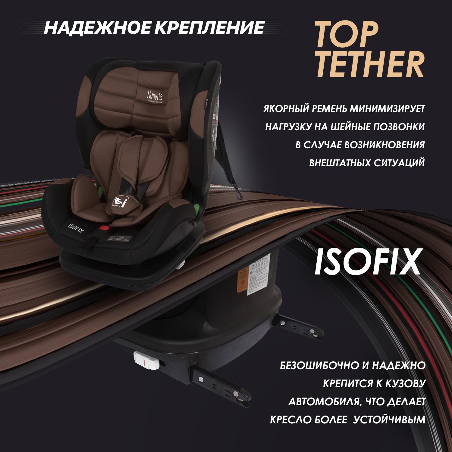 Автокресло Nuovita Maczione NiS3-1 Isofix 1/2/3 (9-36 кг) коричневый - фото 5