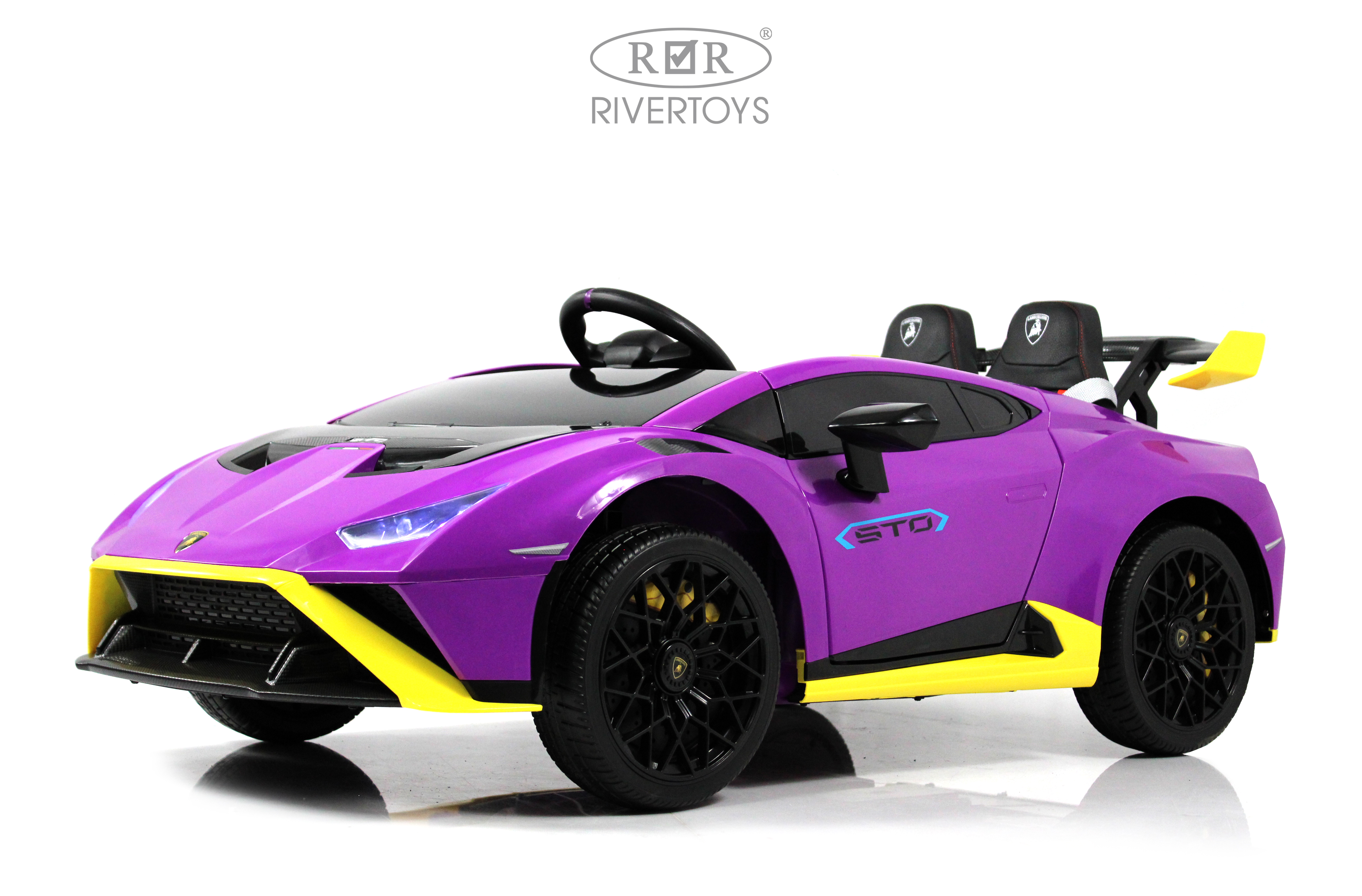 Электромобиль RIVERTOYS Lamborghini E888EE-YELLOW-PURPLE С пультом ДУ - фото 1