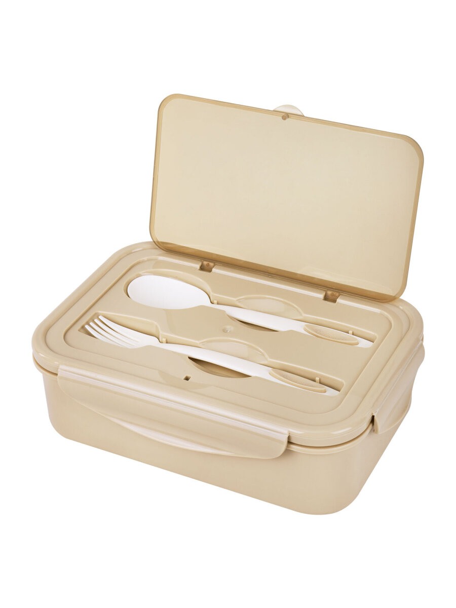 Ланч-бокс Joylux контейнер для еды с 4 отделениями и приборами 1,4 л 2 уровня 7х21х14 см - фото 11