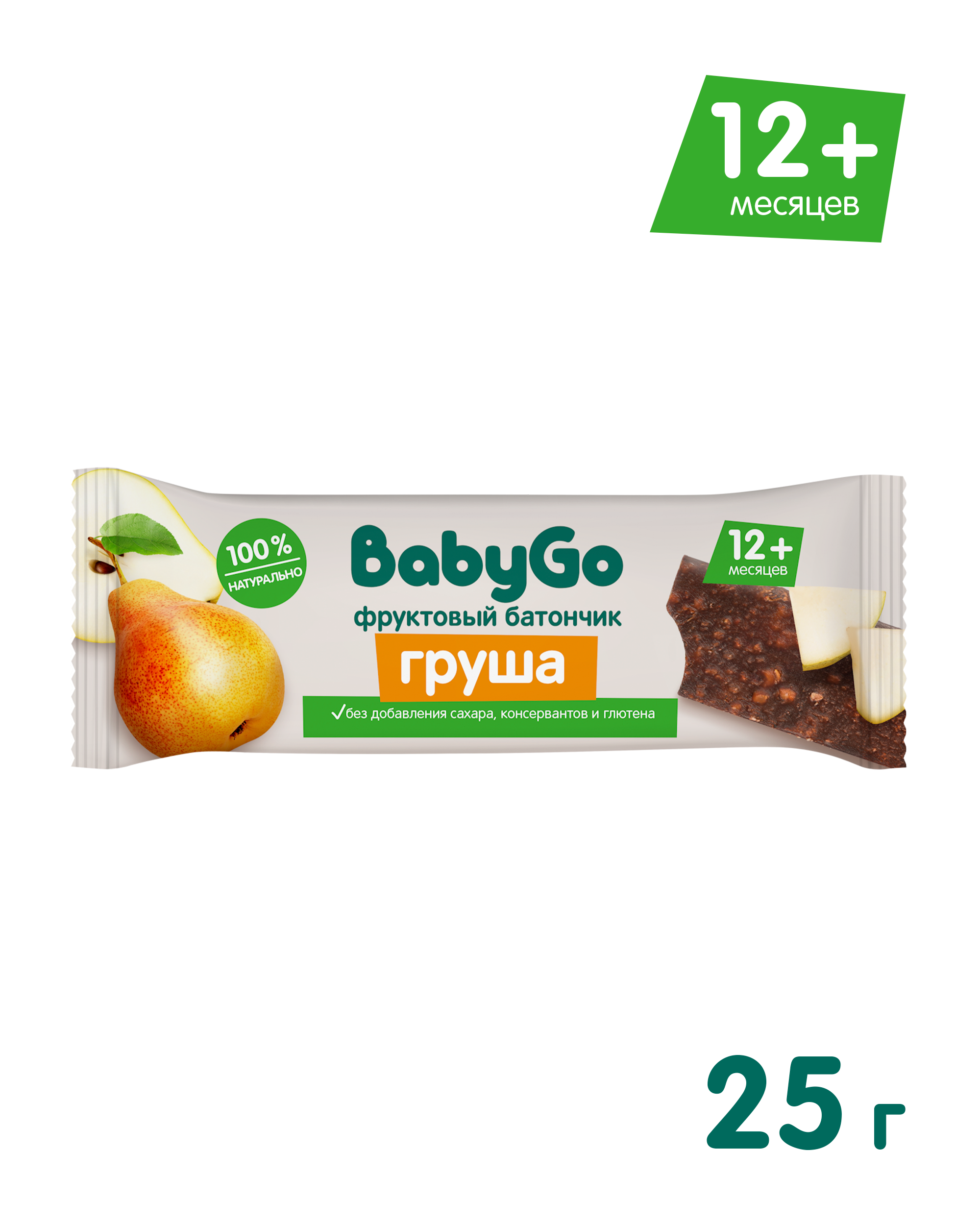 Изображение товара Детский фруктовый батончик BabyGo грушевый 25 г для детей от 12 месяцев