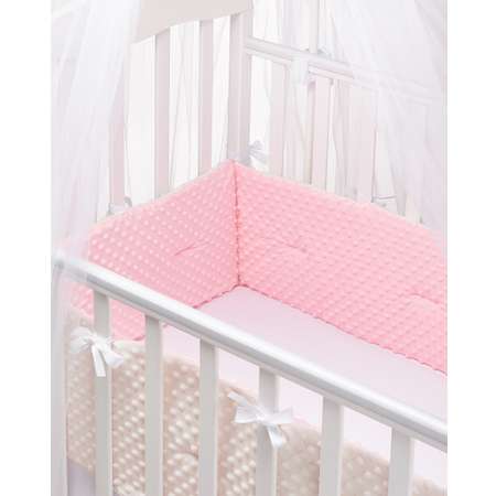 Бортики в кроватку Lemony kids Miracle 2 части по 180 см Розовый/молочный