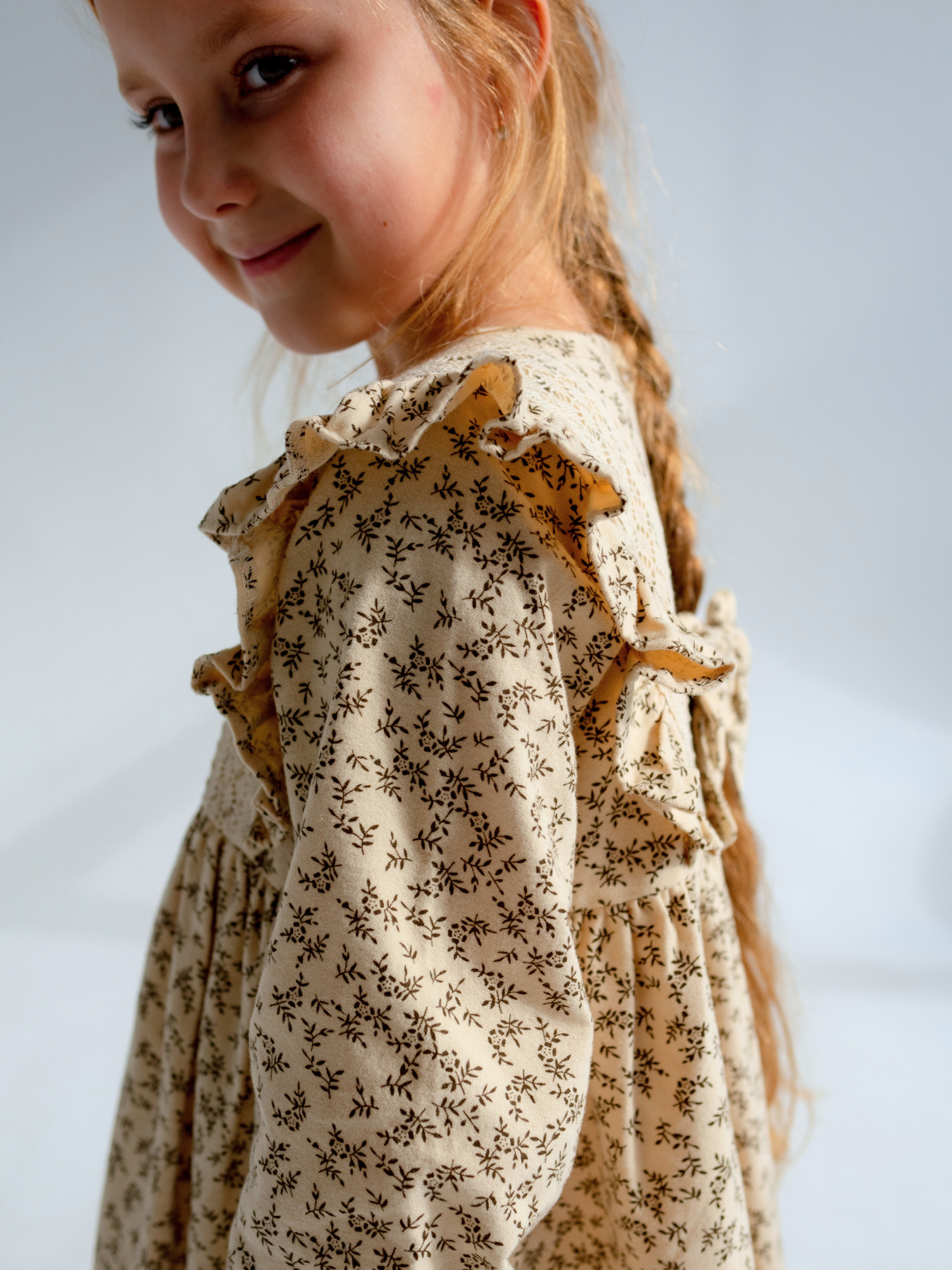 Платье MOUN платье_фланель/кружево_осень/беж - фото 8