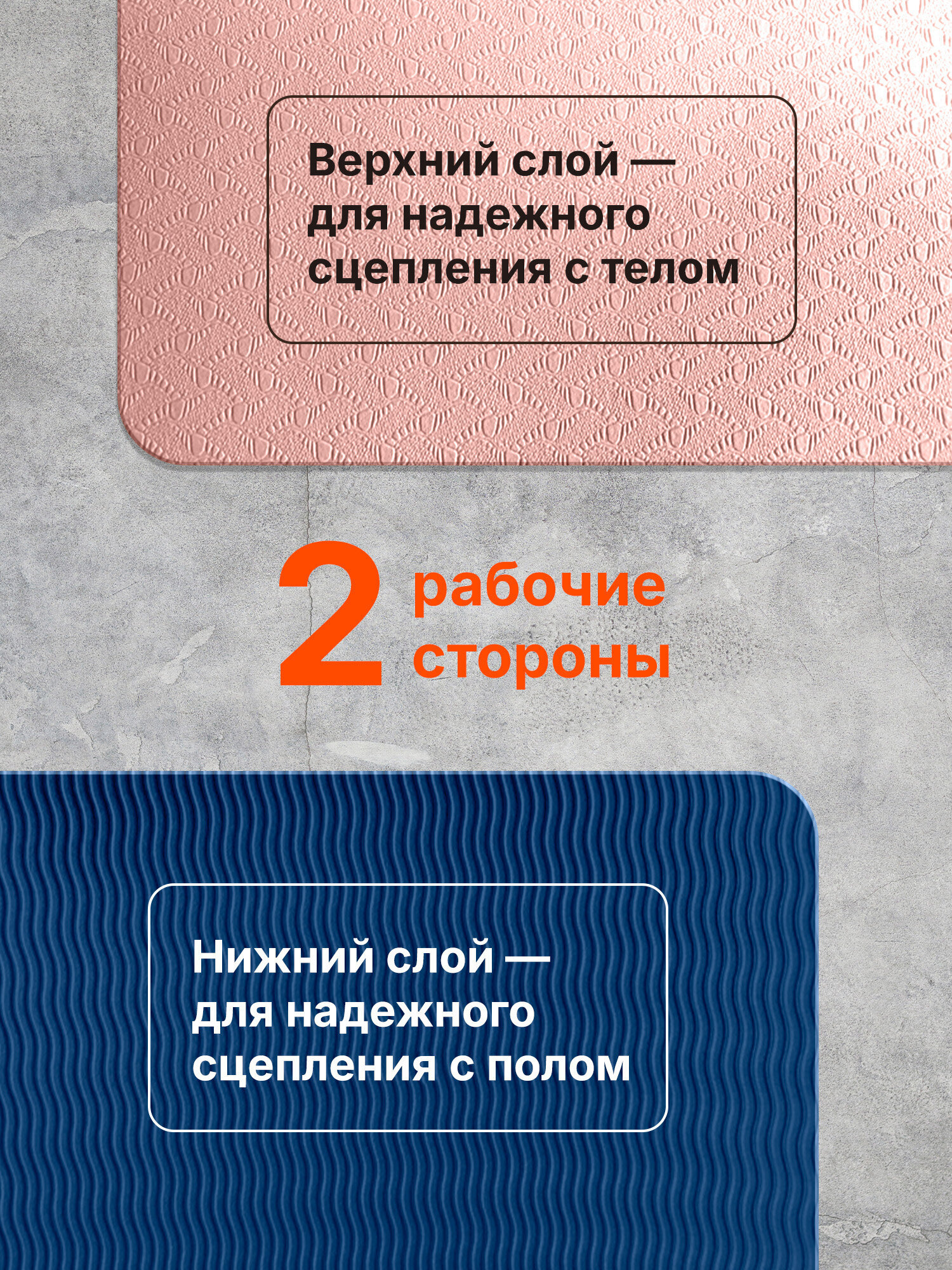 Коврик для йоги и фитнеса DASWERK нескользящий спортивный двухсторонний с чехлом - фото 6