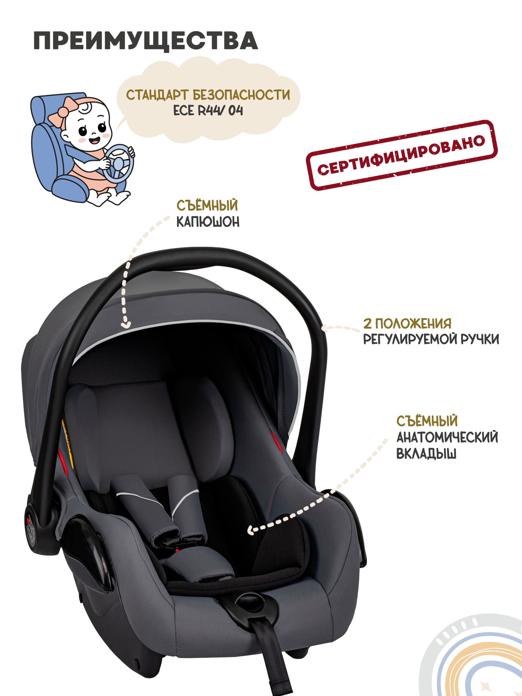 Коляска 3в1 JOVOLA Swift Plus темно-серый - фото 5