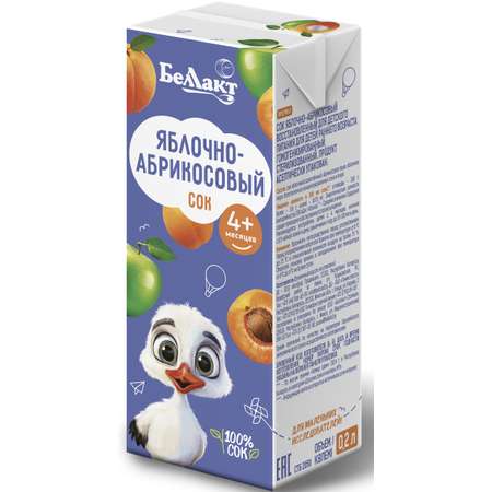 Сок Беллакт яблочно-абрикосовый восстановленный 0.2л с 4месяцев