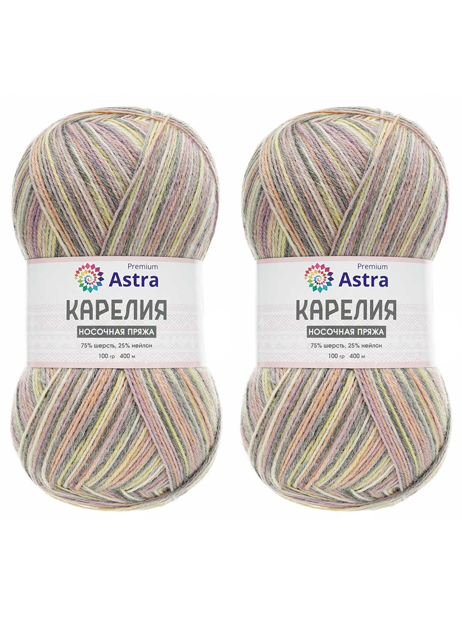 Пряжа для вязания Astra Premium карелия носочная шерсть нейлон 100 гр 400 м цвет 1003 2 мотка - фото 8