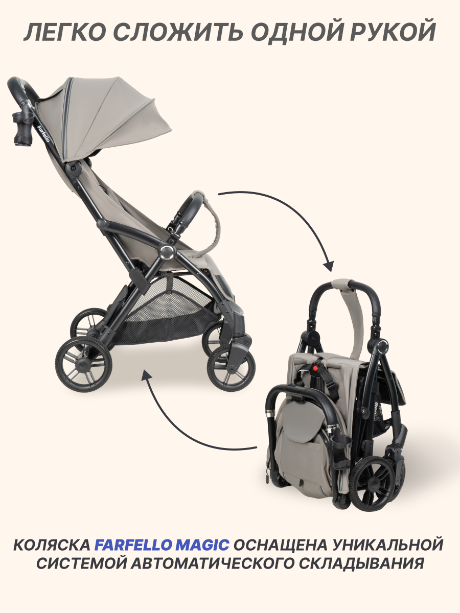 Коляска прогулочная Farfello Magic серый - фото 2