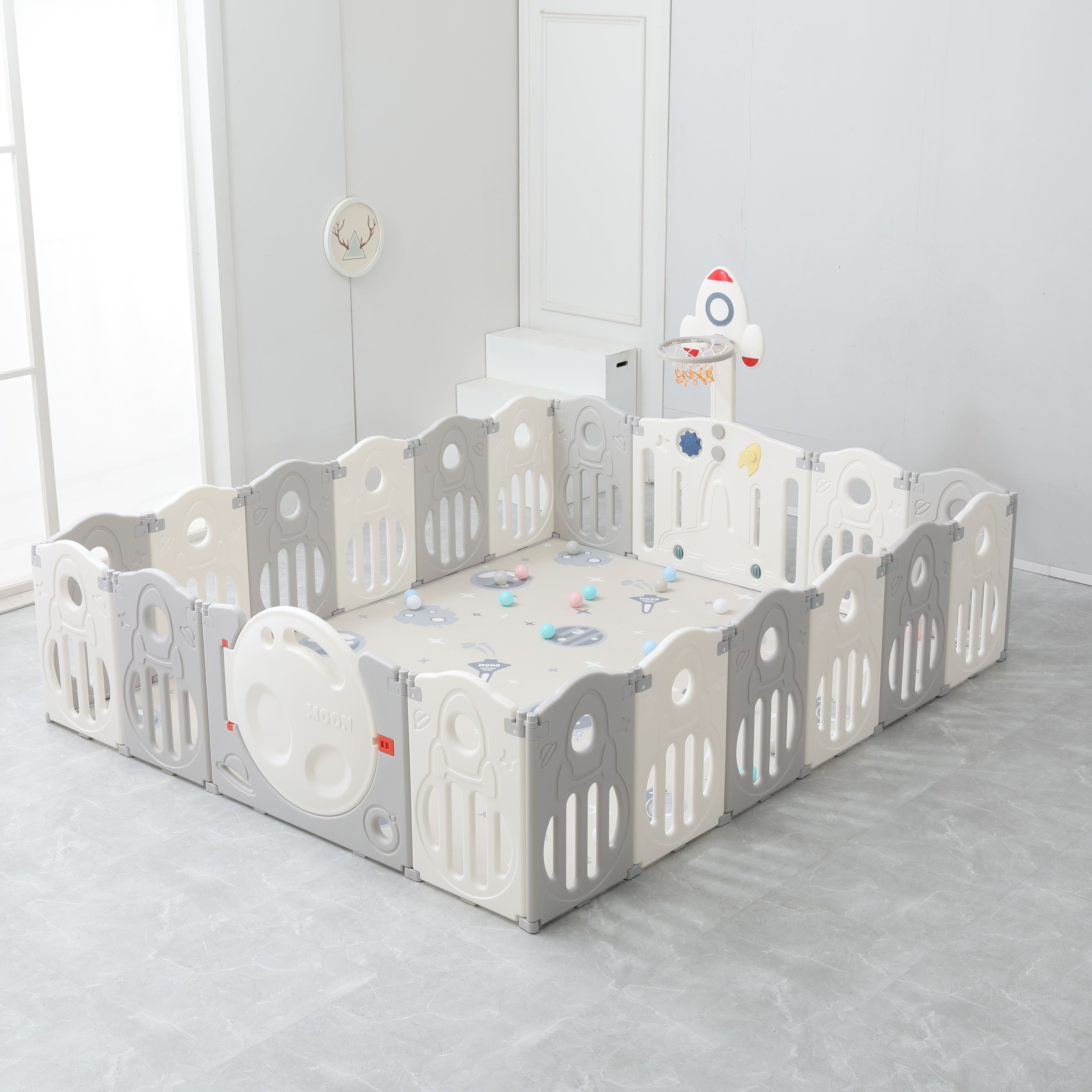 Манеж UNIX Kids supreme space 200x240 cm Grey PPSUSP18GRY - фото 1