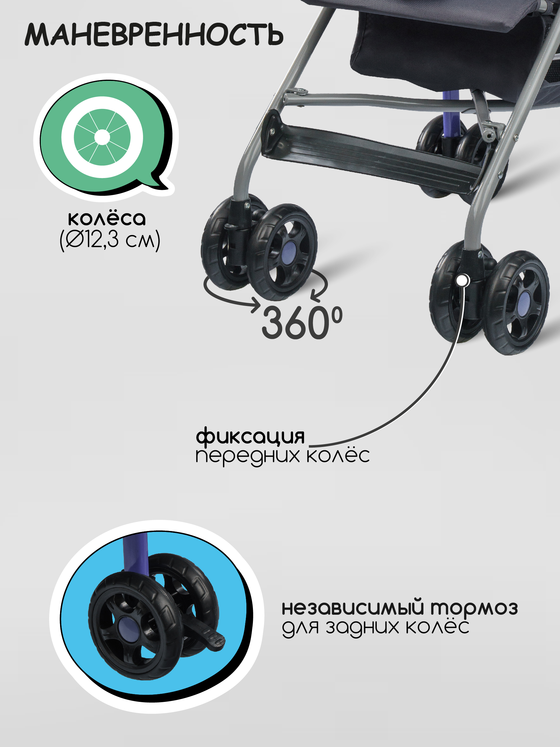 Коляска прогулочная Indigo Bono синий - фото 6