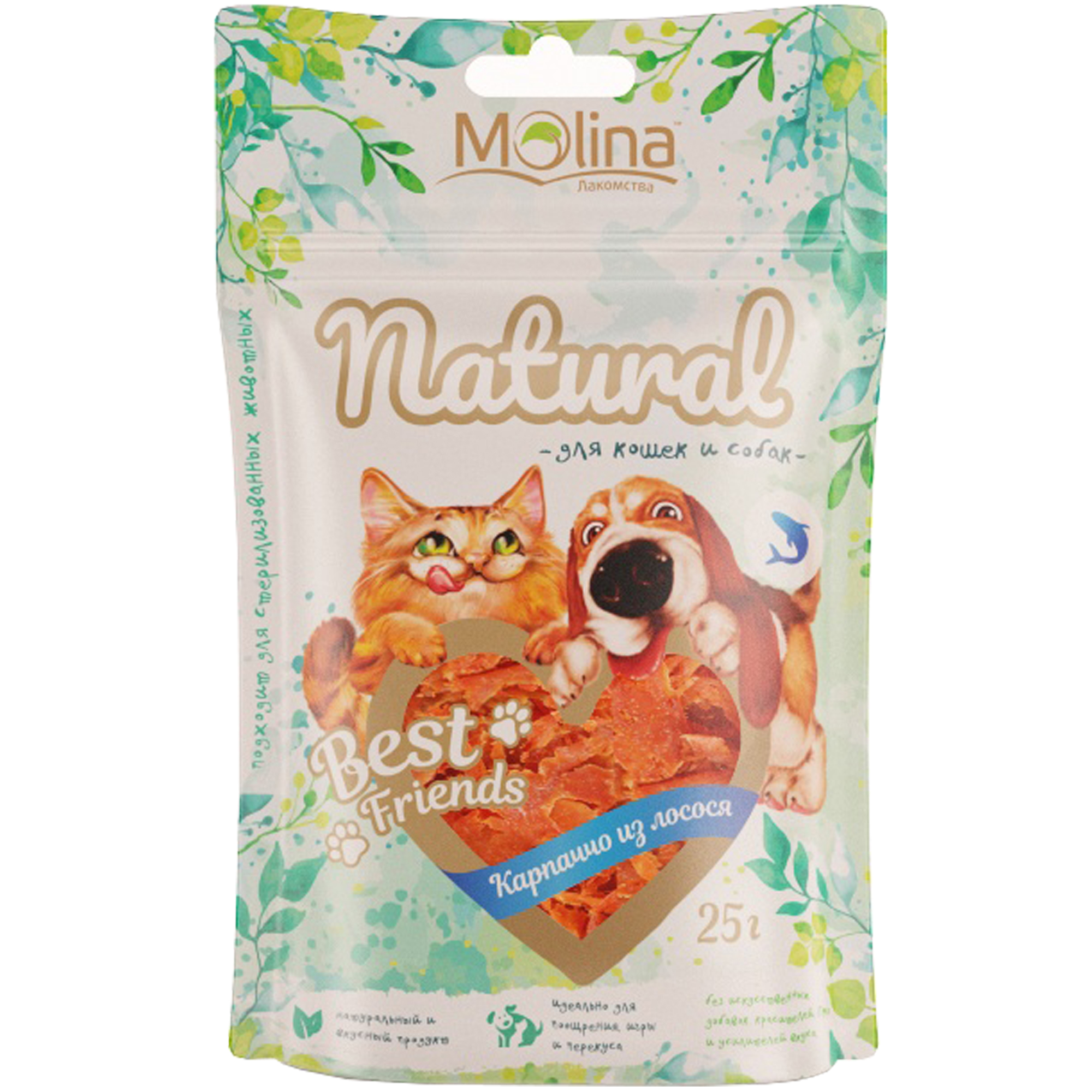 Лакомство для кошек и собак Molina Best Friends карпаччо из лосося 25г - фото 1