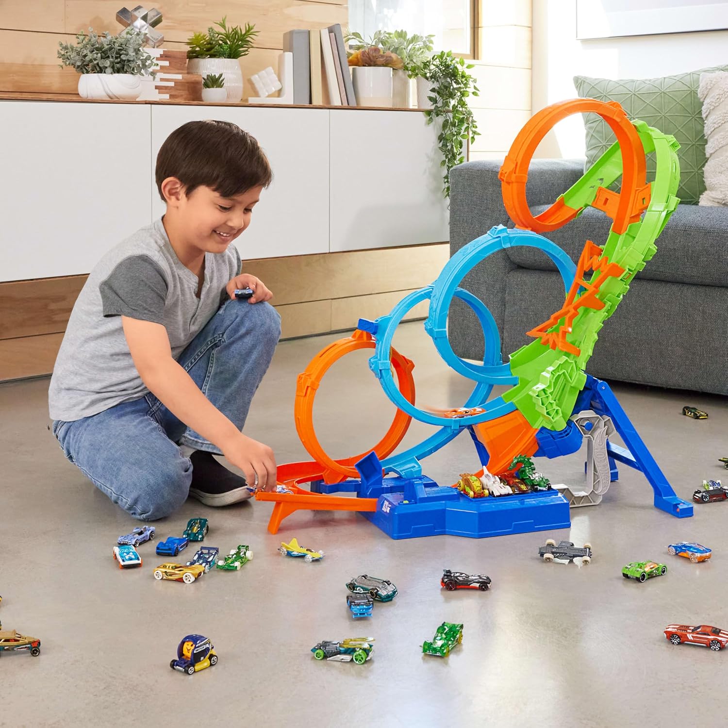Трек Hot Wheels 4-х кольцевая трасса HXR70 - фото 6