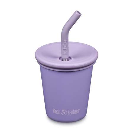 Стакан Klean Kanteen детский одностенный Kid Cup Straw Lid 10oz Paisley Purpler с трубочкой 296 мл