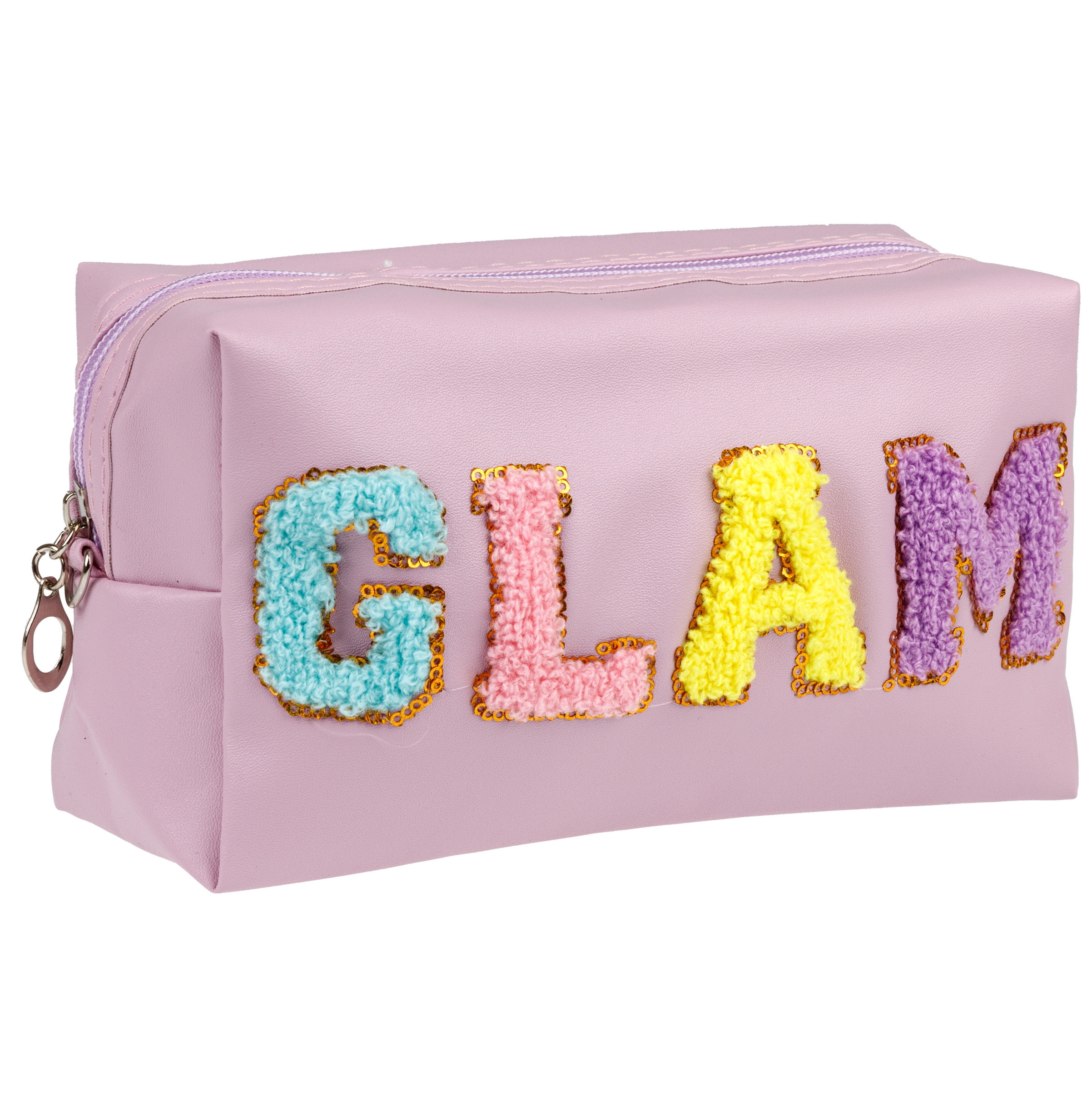 Косметичка LUKKY Glam Style с вышивкой плюшевыми буквами 18х 10х 8 см - фото 5