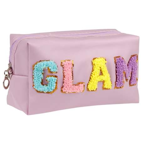 Косметичка LUKKY Glam Style с вышивкой плюшевыми буквами 18х 10х 8 см