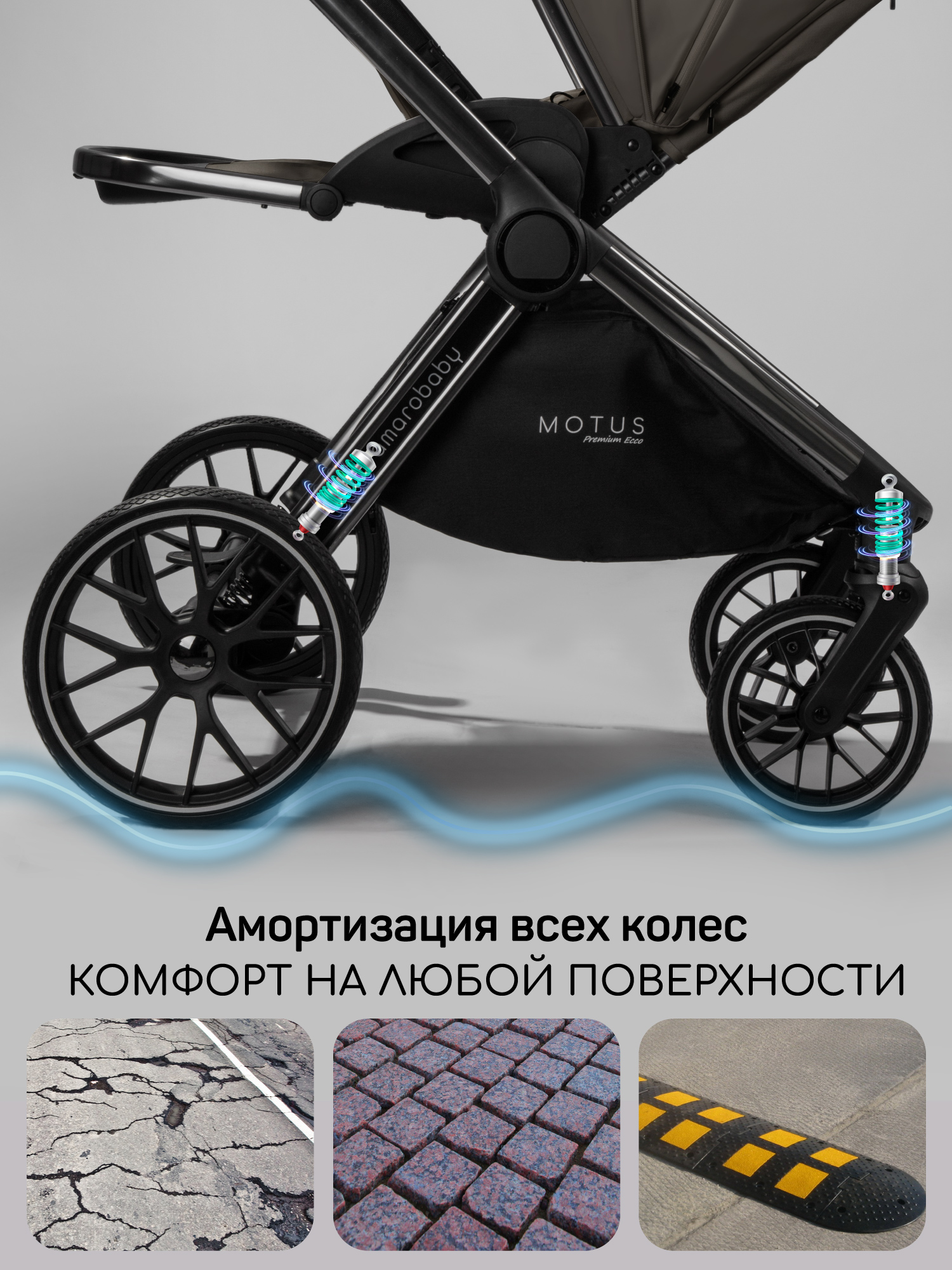 Коляска 2в1 Amarobaby Motus Premium Ecco серый - фото 8
