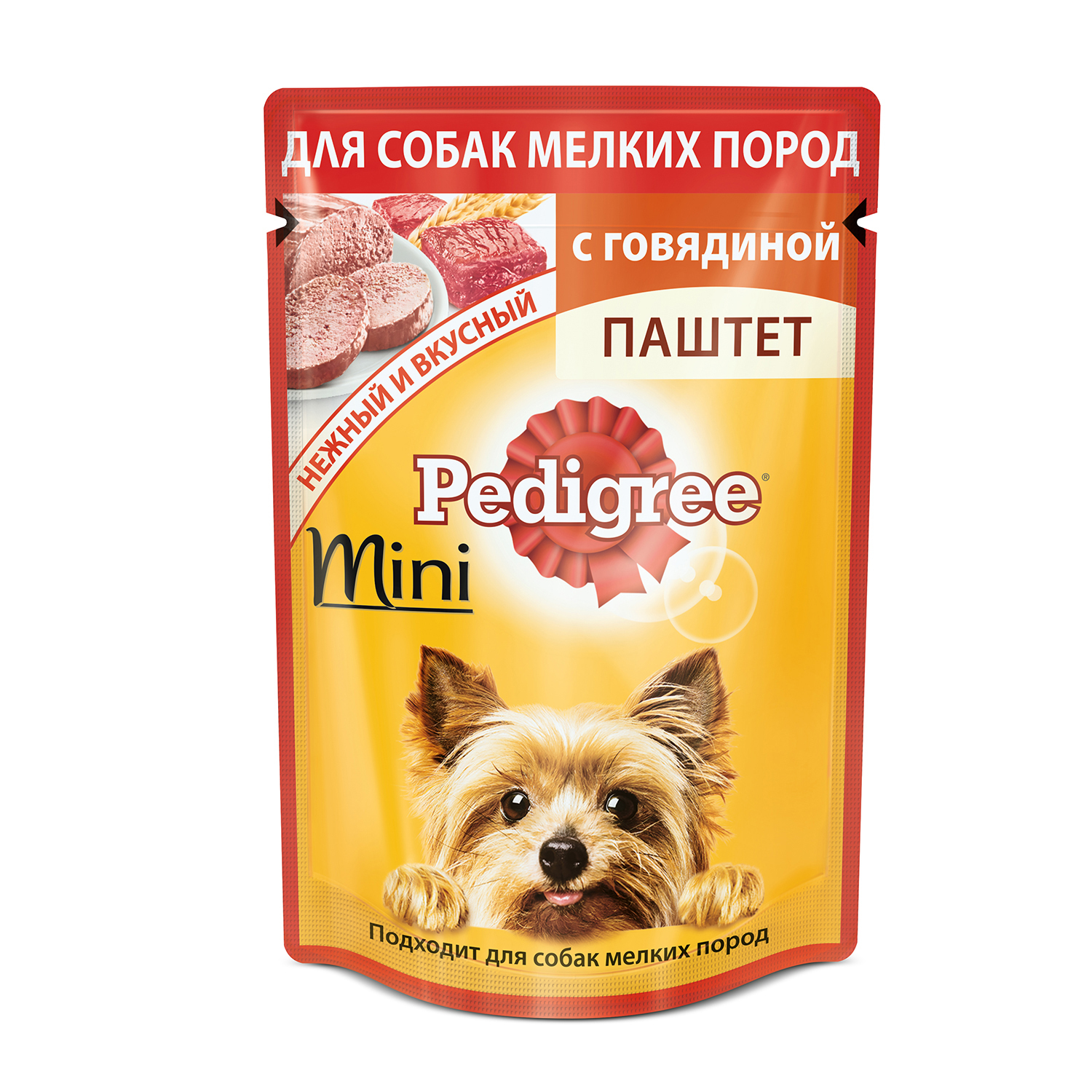 Корм для собак Pedigree для мелких пород паштет с говядиной пауч 80г - фото 1